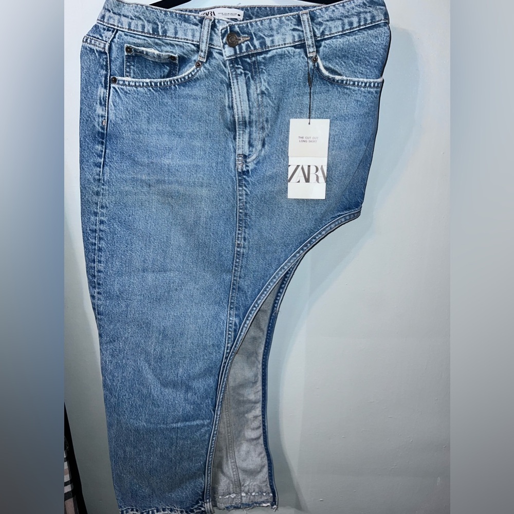 Zara NWT asymmetrical denim skirt